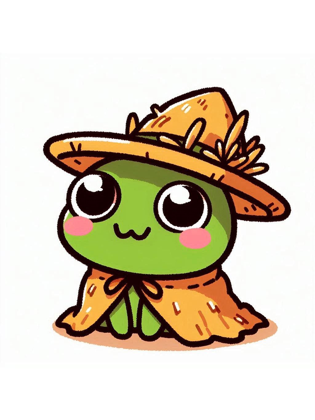 halloween frog drawing ideas depicting a cute frog dressed as a scarecrow for Halloween